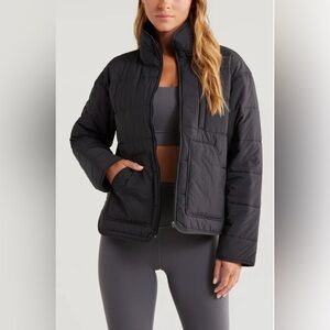 Zella Quilted Packable Jacket- Black- LARGE